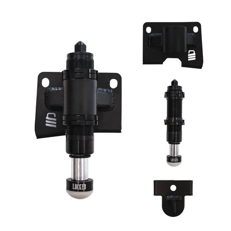 Set of black mechanical components with 'Locked' branding on a white background