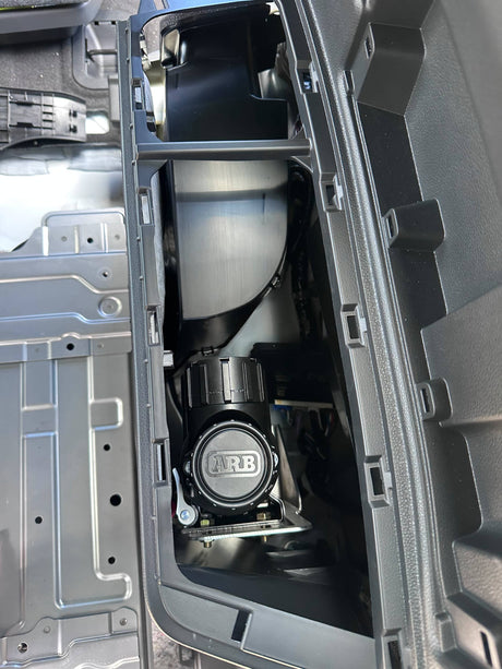 Close-up of a aRB branded light assembly inside a protective case