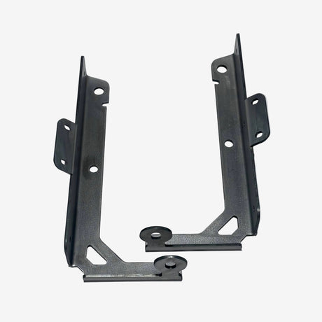 Two metal brackets on a white background