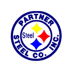 Logo of Partner Steel Co. Inc. with colorful design elements on a transparent background