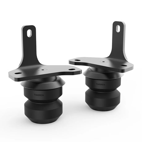 Two black mounting brackets on a white background