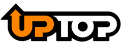 Logo of Uplop Overland with an orange, white, and black design on a transparent background