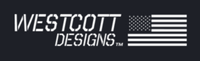 Westcott Designs logo with an American flag on a black background