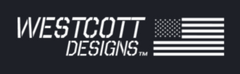 Westcott Designs logo with an American flag on a black background