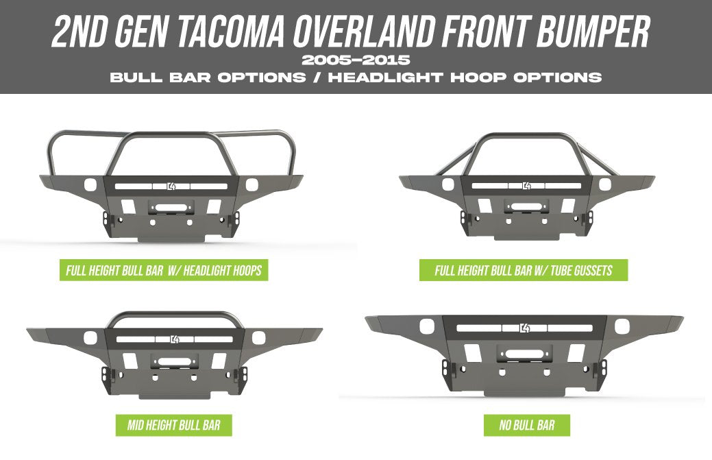 C4 Fabrication's 2005-2011 Tacoma Overland Series Front Bumper Bull Bar Options