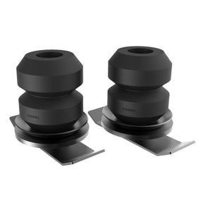 Two black rubber vehicle bump stops with metal mounting brackets, labeled 'Active Off-Road bumpstops'.