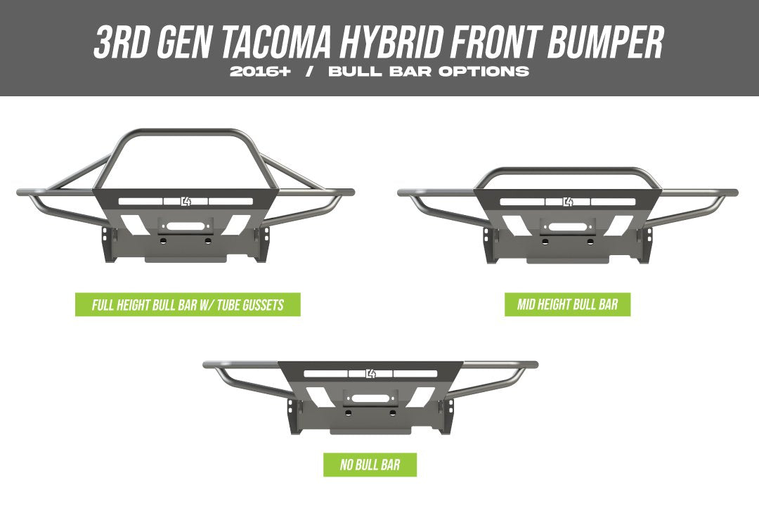 C4 Fabrication's 2016+ Tacoma Overland Front Bumper Bull Bar options