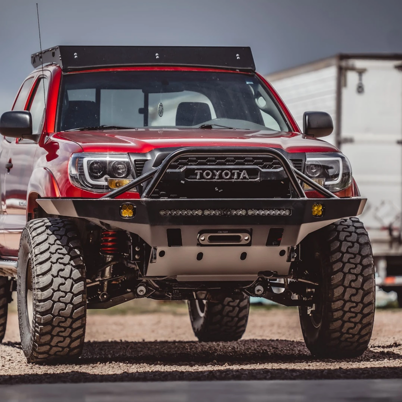 C4 Fabrication's 2005-2011 Tacoma Overland Series Front Bumper with Full Height Bull Bar and Tube Gussets