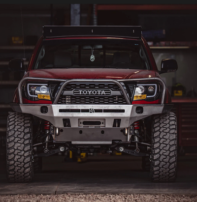 C4 Fabrication's 2005-2011 Tacoma Overland Series Front Bumper with Full Height Bull Bar and Headlight Hoops