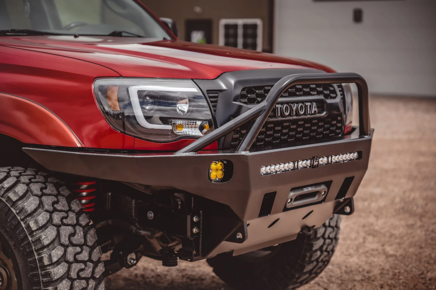 C4 Fabrication's 2005-2011 Tacoma Overland Series Front Bumper with Full Height Bull Bar and Tube Gussets